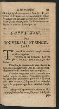 Caput XXIV. De Universali Et Singulari.