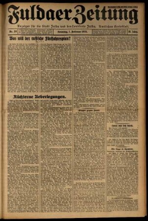 Erste Ausgabe vom Sonntag, den 01. Februar 1931.