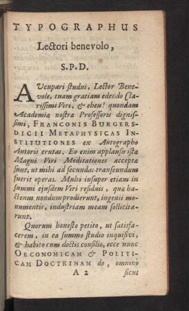 Typographus. Lectori benevolo