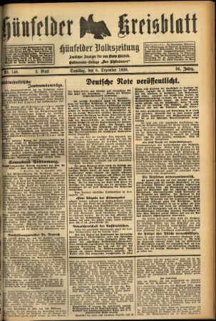 Zweite Ausgabe vom Samstag, den 06. Dezember 1930.