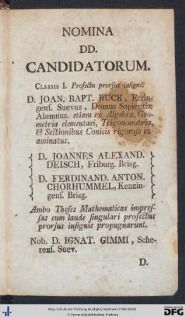 Nomina DD. Candidatorum.