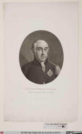 Bildnis Leopold III. Friedrich Franz, Fürst (1807 Herzog) zu Anhalt-Dessau (reg. 1758-1817)