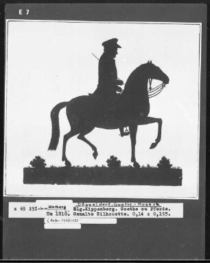 Silhouette von Johann Wolfgang von Goethe zu Pferd