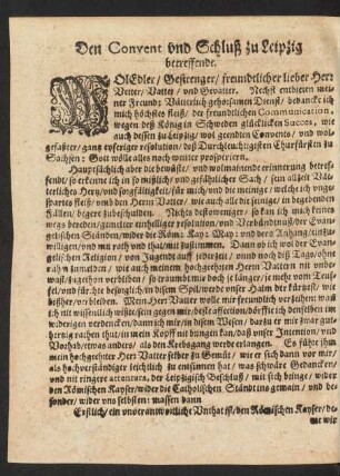 Den Convent und Schluß zu Leipzig betreffendt.