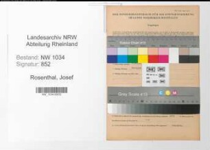 Entnazifizierung Josef Rosenthal , geb. 02.09.1891 (Wachtmeister)