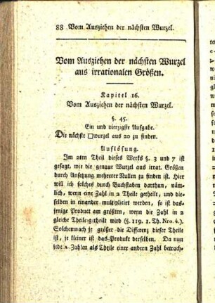 Vom Ausziehen der nächsten Wurzel aus irrationalen Größen.