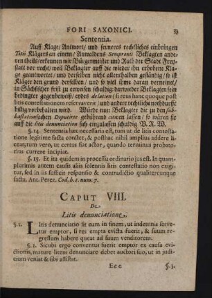 Caput VIII. De Litis denunciatione.