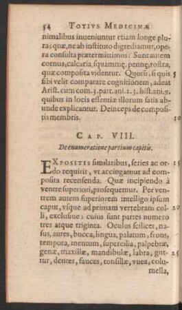 Cap. VIII. De enumeratione partium capitis.