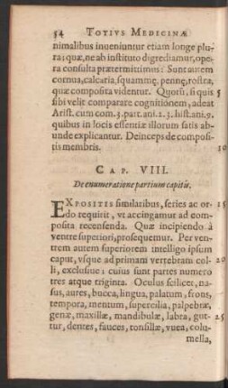 Cap. VIII. De enumeratione partium capitis.