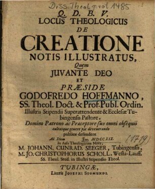 Locus Theologicus De Creatione : Notis Illustratus