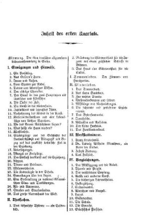 Inhalt des ersten Quartals