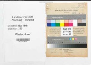 Entnazifizierung Josef Wester , geb. 29.09.1900 (Gaertner)