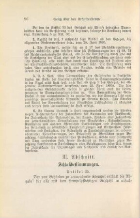 III. Abschnitt. Schlußbestimmungen