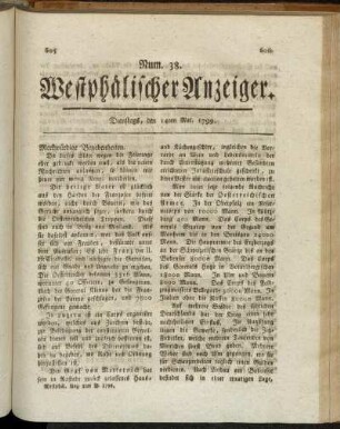 Num. 38. Dienstag, den 14ten Mai. 1799