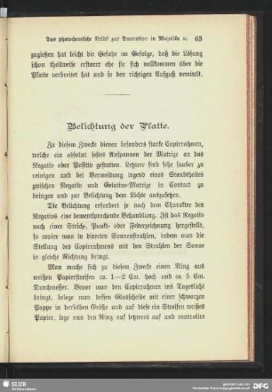 Belichtung der Platte.
