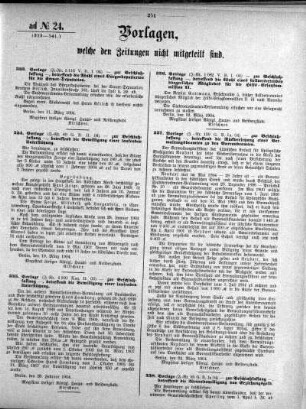 Anlage: ad No.24 (333-341), Vorlagen, welche den Zeitungen nicht mitgeteilt sind