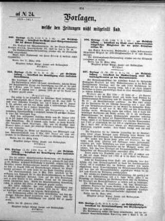 Anlage: ad No.24 (333-341), Vorlagen, welche den Zeitungen nicht mitgeteilt sind