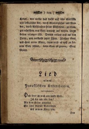 Lied eines Preussischen Unterthanen.