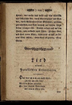 Lied eines Preussischen Unterthanen.