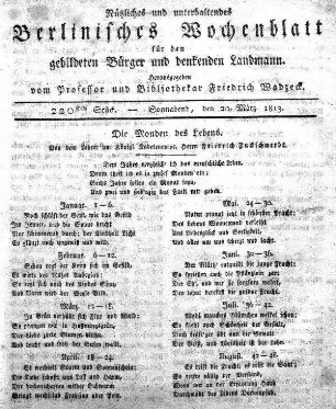 220stes Stueck, Sonnabend, den 20 Maerz 1813