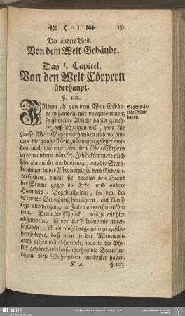 Der andere Theil. Von dem Welt-Gebäude