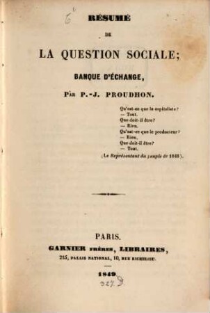 Résumé de la question sociale : banque d'échange