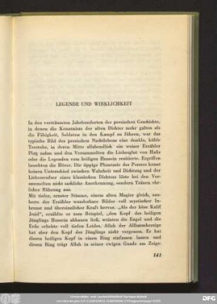 Legende Und Wirklichkeit