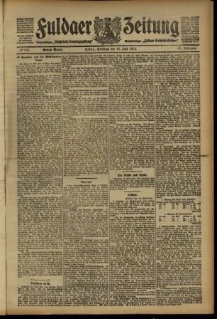 Erste Ausgabe vom Samstag, den 13. Juli 1912.