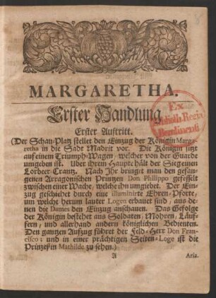 Margherita. Erster Handlung Erster - Sechster Auftritt