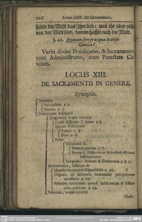 Locus XIII. De Sacramentis In Genere
