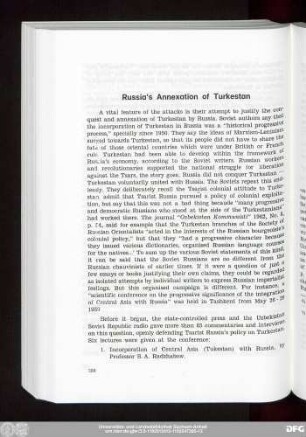 Russia's Annexation of Turkestan