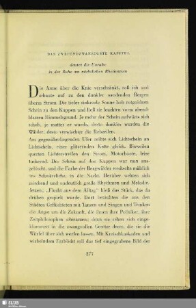 Das Zweiundzwanzigste Kapitel deutet die Unruhe in der Ruhe am nächtlichen Rheinstrom