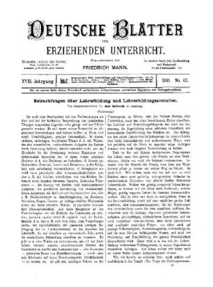 Betrachtungen über Lehrerbildung und Lehrerbildungsanstalten : (Fortsetzung)