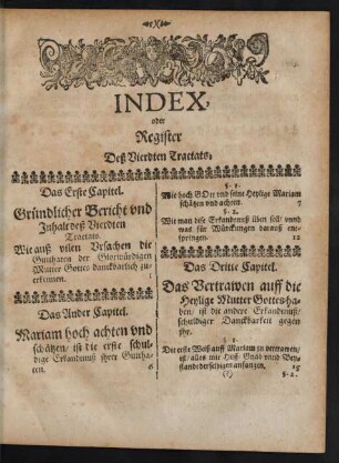 Index, oder Register Deß Vierdten Tractats.