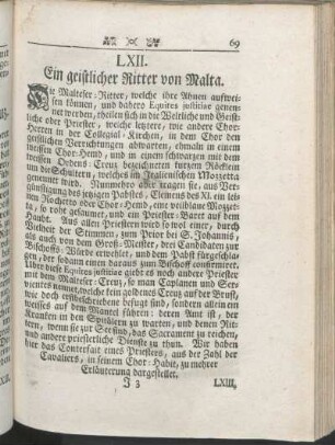 LXII. Ein geistlicher Ritter von Malta.