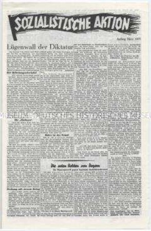 Sozialdemokratisches Exil-Blatt "Sozialistische Aktion" u.a. zur Rede Hitlers anlässlich der 15-Jahrfeier der NSDAP und zur Lohn- und Preisentwicklung nach Hitlers Regierungsübernahme