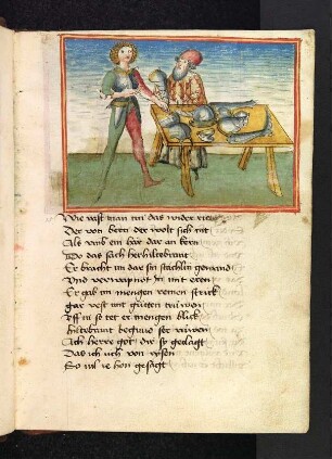 Dietrich wird von Hildebrand mit seiner Rüstung eingekleidet.