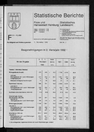 Baugenehmigungen im 2. Vierteljahr 1992 : Lfd. Nr. 3