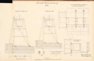 Kanalisierung der Oder Schleuse an der Neißemündung, Riebnig: Staustufe, Wehrböcke: Schnitte 1:20