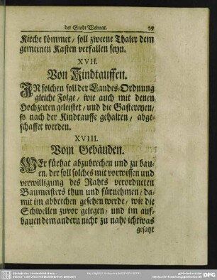 XVII. Von Kindtauffen