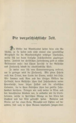 Die vorgeschichtliche Zeit