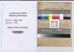 Entnazifizierung Hans Christian Reese , geb. 19.08.1902 (Milchhofdirektor)