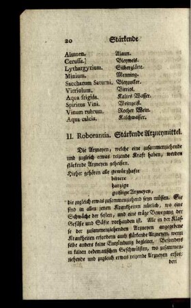 II. Roborantia. Stärkende Arzneymittel.