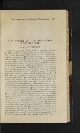 The Attack on the Australian Constitution.