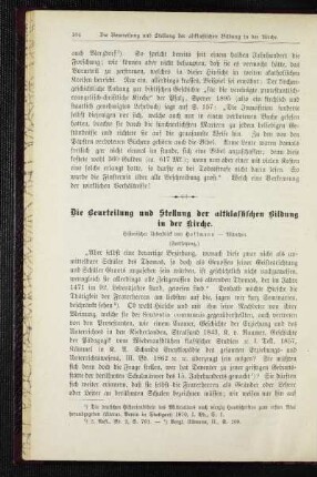 ¬Die¬ Beurteilung und Stellung der altklassischen Bidlung in der Kirche : historischer Ueberblick ; (Fortsetzung)