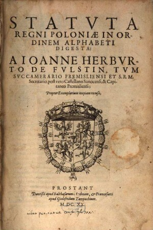 Statuta Regni Poloniae : in ordinem alphabeti digesta