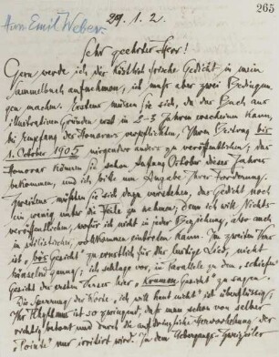 Brief an Emil Weber