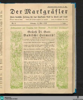 Der Markgräfler : freie dt. Zeitung für d. schaffende Volk in Stadt u. Land