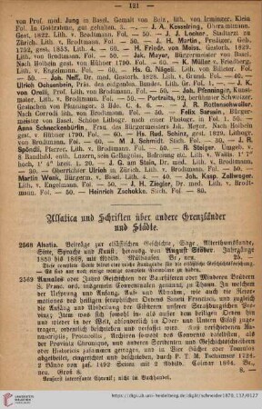 Alsatica und Schriften über andere Grenzländer und Städte (Nr. 2568 - 2722)