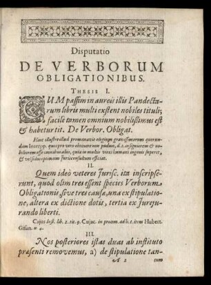 Disputatio De Verborum Obligationibus. Thesis I. - C.